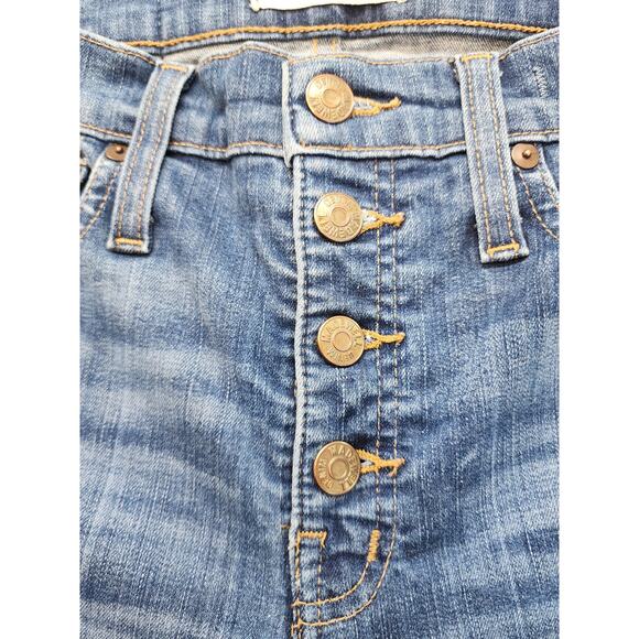 Madewell 10” High Riser Skinny Skinny Jeans Size 25 Blue Raw Hem Button Fly - Picture 2 of 15